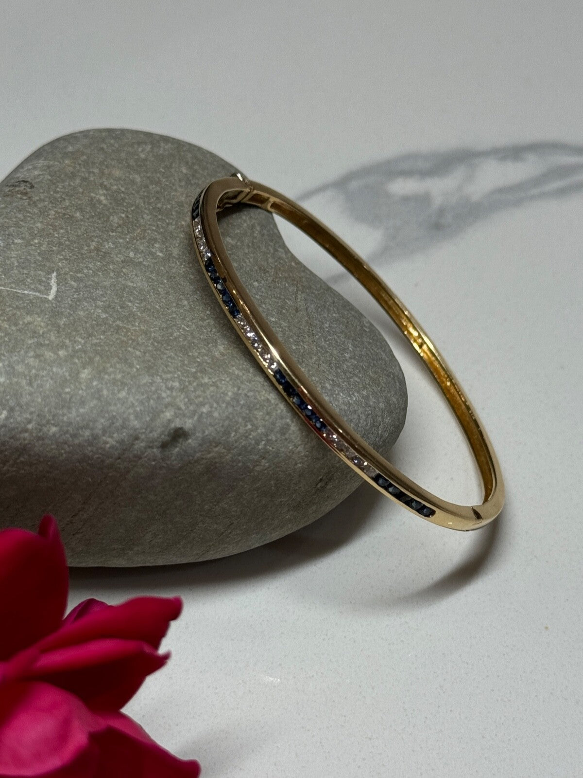 14K Yellow Gold Bracelet Blue & White Sapphire