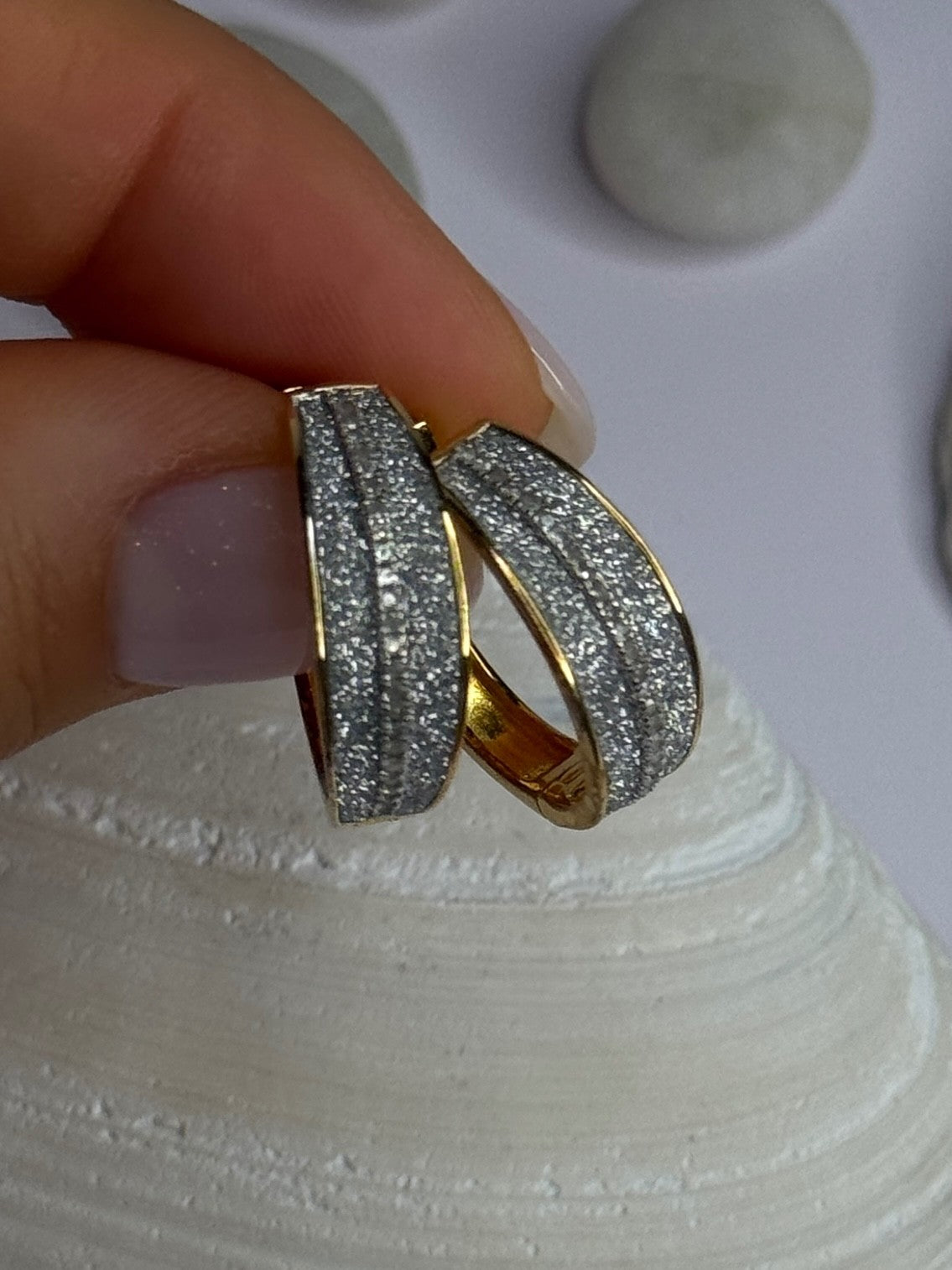 925 Sterling Silver Gold Plated CZ Earrings Length 0.8 Inch