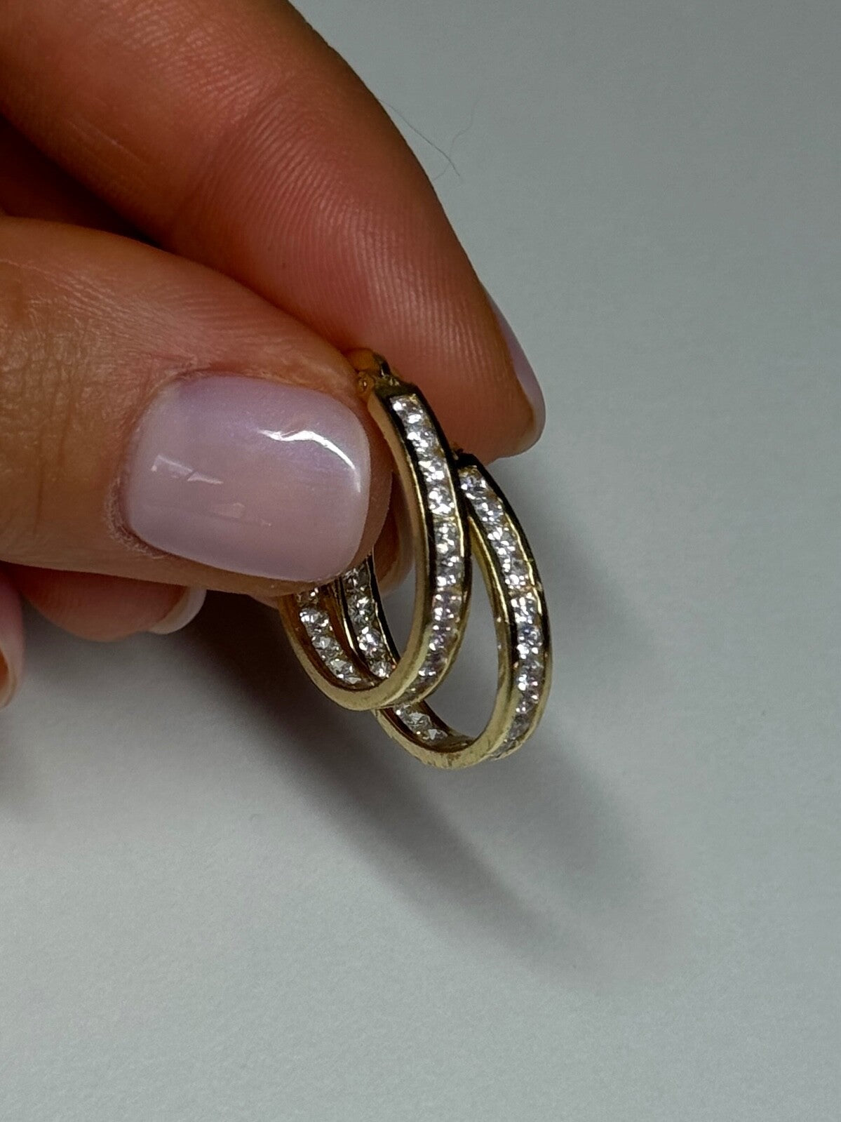 925 Sterling Silver Gold Plated CZ Earrings Length 21.5 Mm