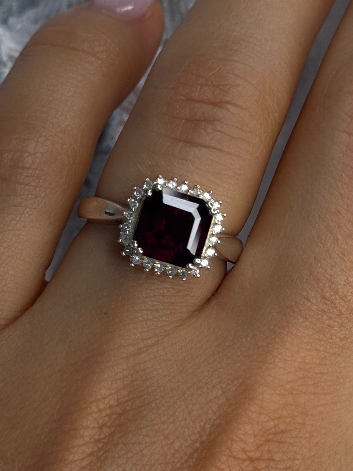 925 Sterling Silver Almandine & Beryl Ring Size 7