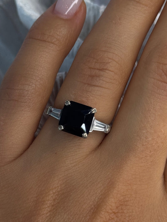 925 Sterling Silver Black Onyx & Beryl Ring Size 7