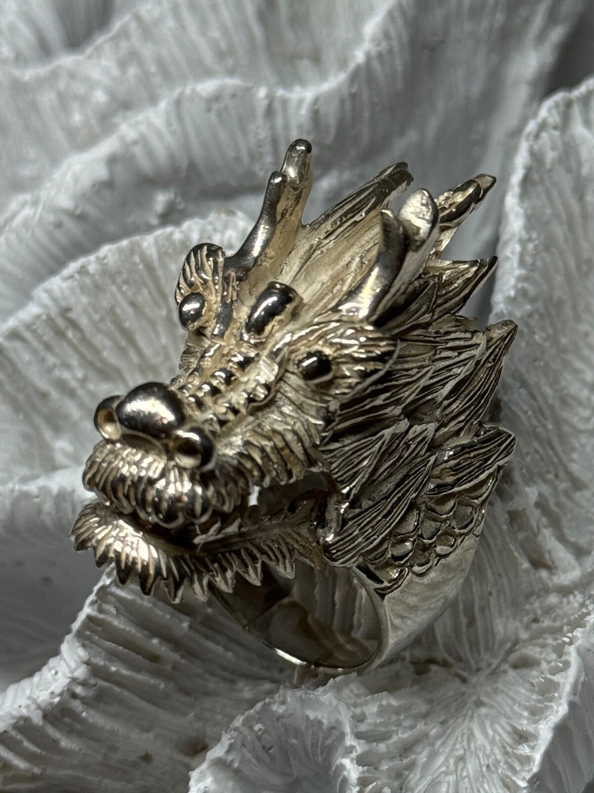 925 Sterling Silver Dragon Ring Size 11