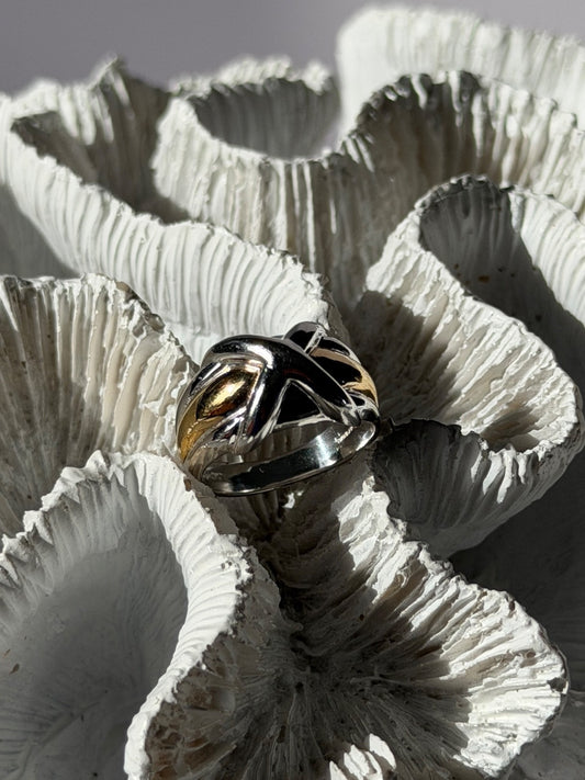 925 Sterling Silver Gold Plated Part Ring Size 7