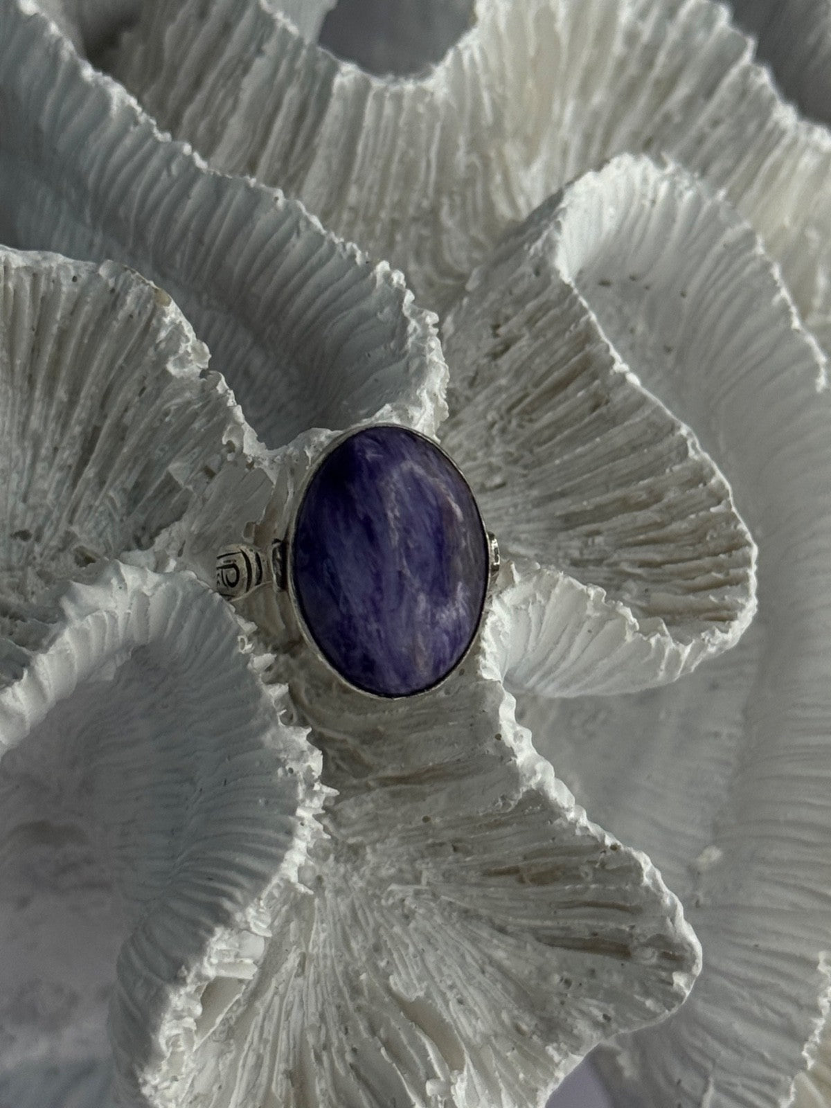 Vintage 925 Sterling Silver Charoite Ring Size 6
