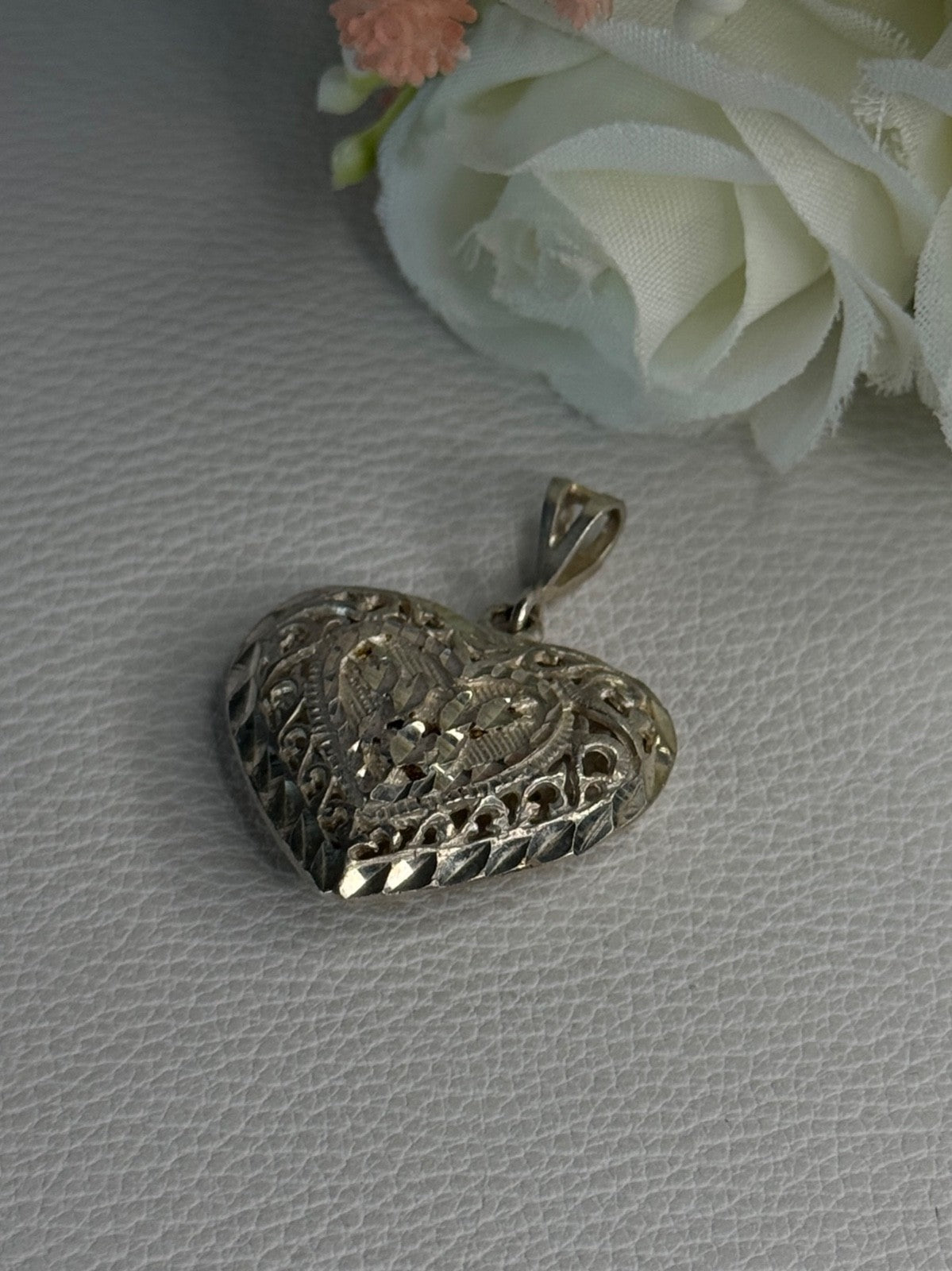 925 Sterling Silver Heart Pendant Length 1.40 Inch