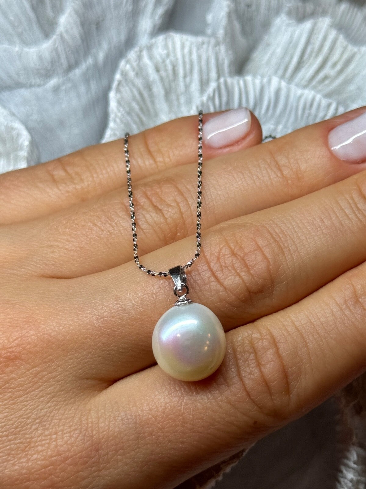 925 Sterling Silver Fresh Water Pearl Necklace Length 18 Inch