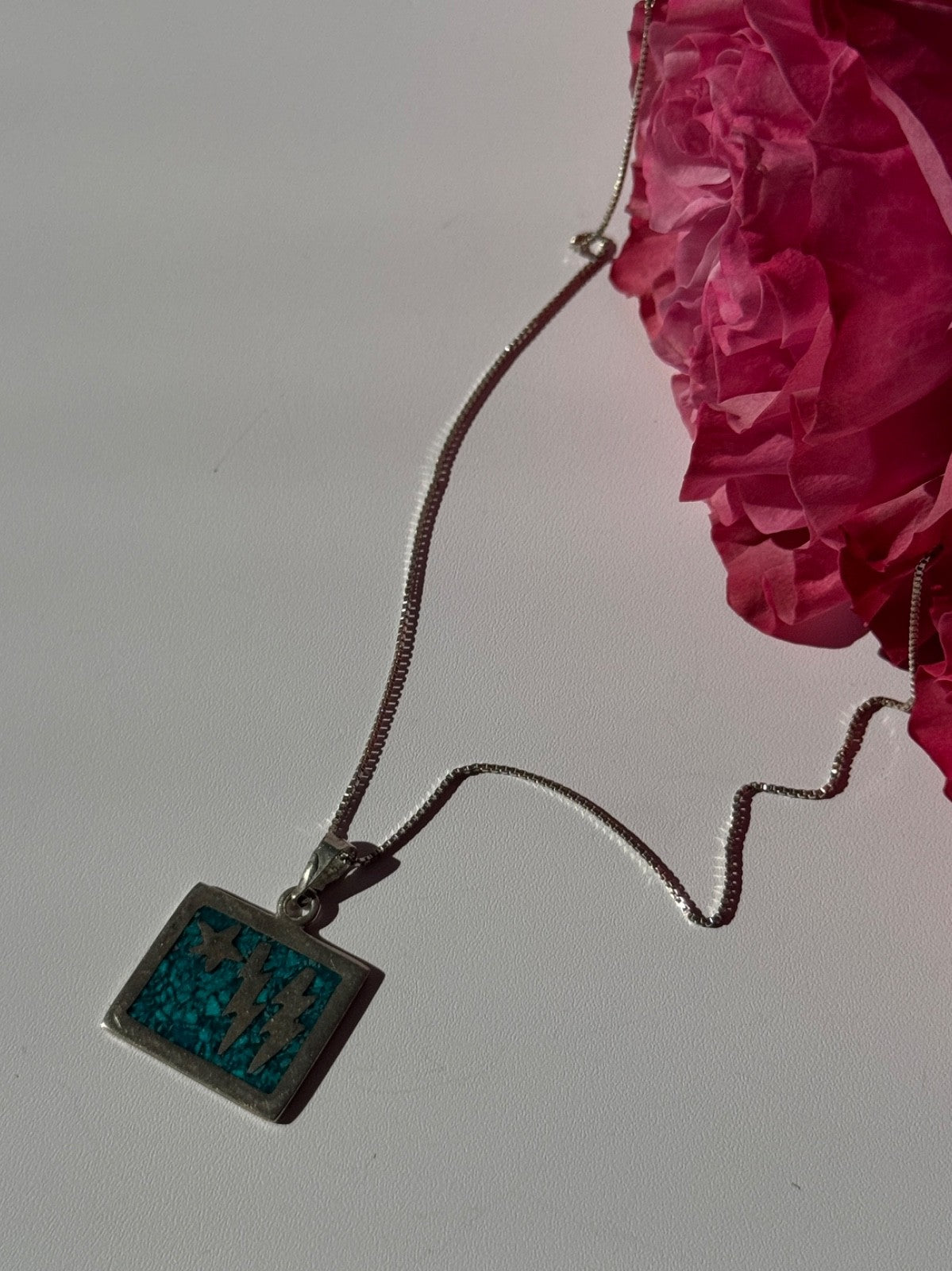 925 Sterling Silver Turquoise Necklace Length 21 Inch