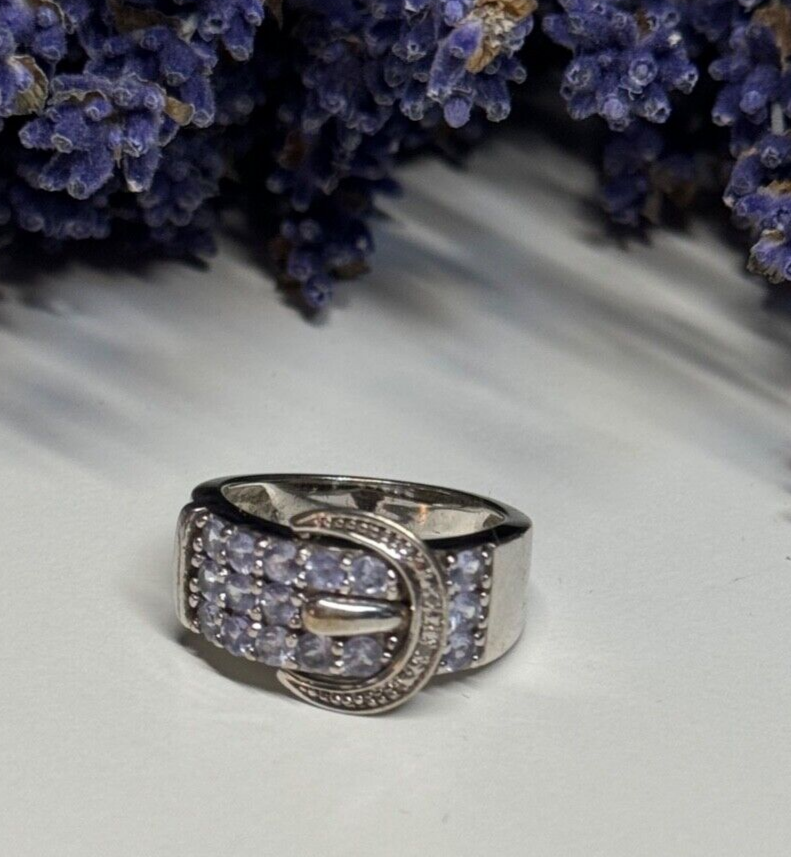 925 Sterling Silver Tanzanite & Beryl Ring Size 6