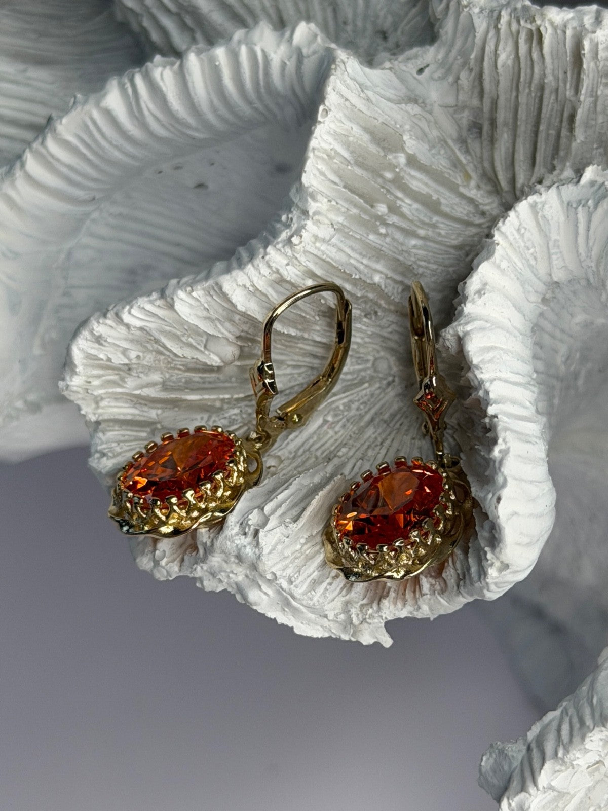 925 Sterling Silver Gold Plated Mandarine Garnet Earrings