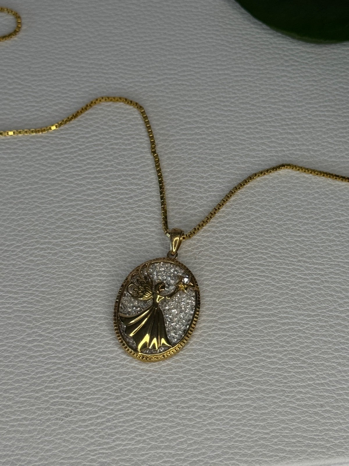 925 Sterling Silver Gold Plated Angel Cz Necklace Length 19.5 Inch