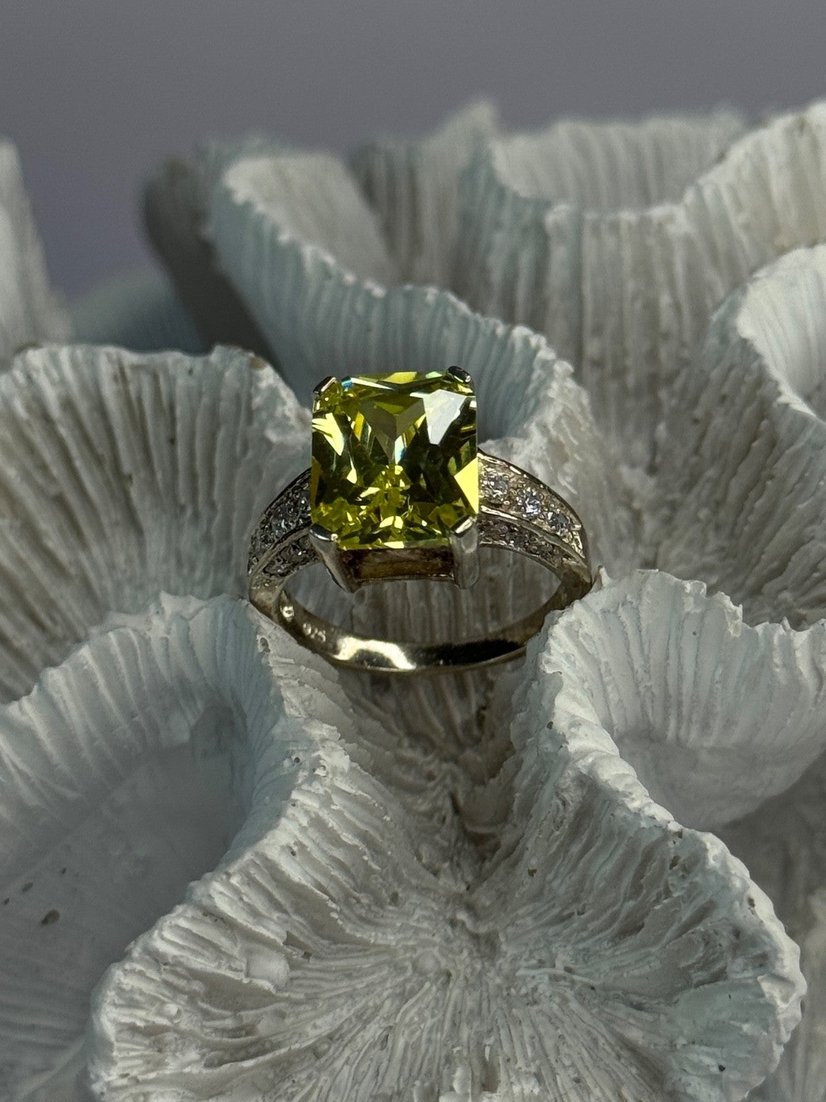 925 Sterling Silver Lemon Quartz Ring Size 8