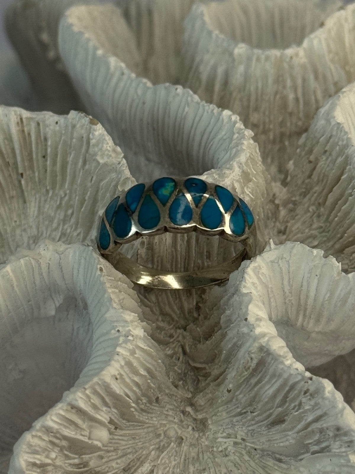 925 Sterling Silver Turquoise Ring Size 7