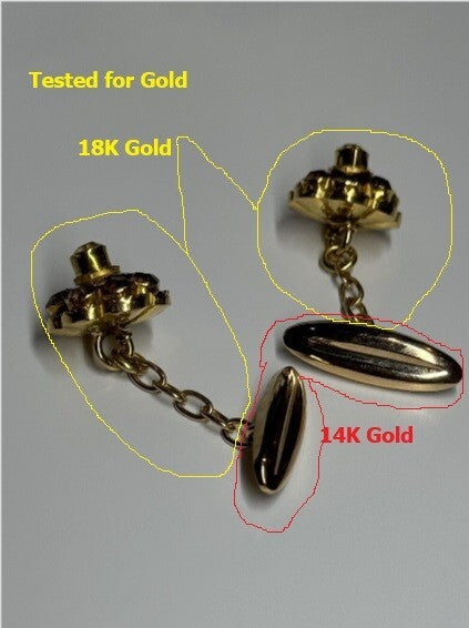 Estate Antique 18K & 14K Yellow Gold Circular Floral Leaf Cuff Links