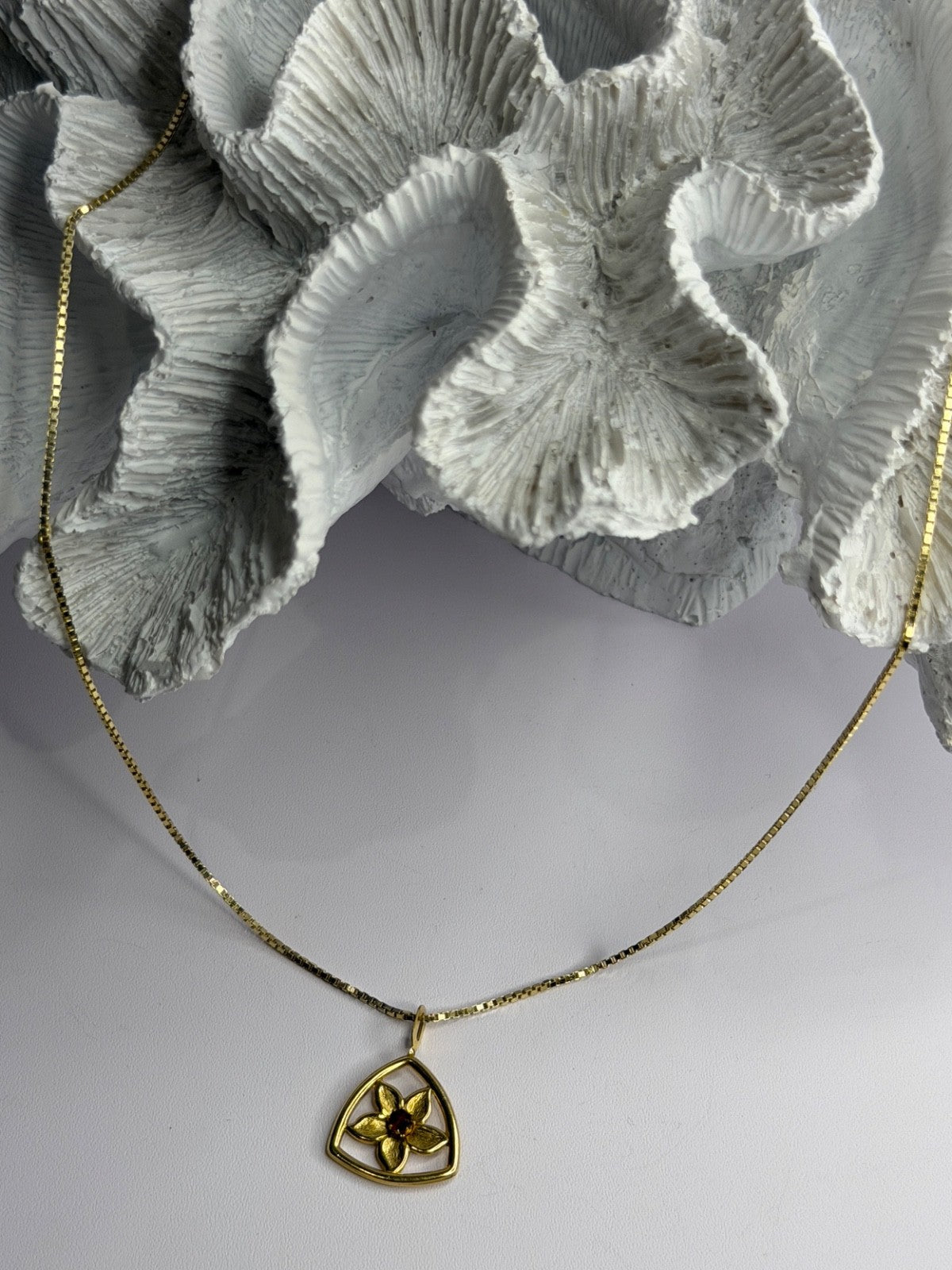925 Sterling Silver Gold Plated Garnet Flower Necklace
