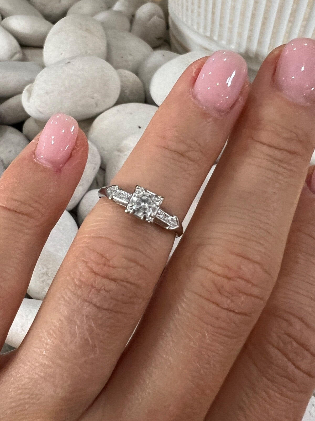 Jabel 18K White Gold Diamonds Ring Size 4.5