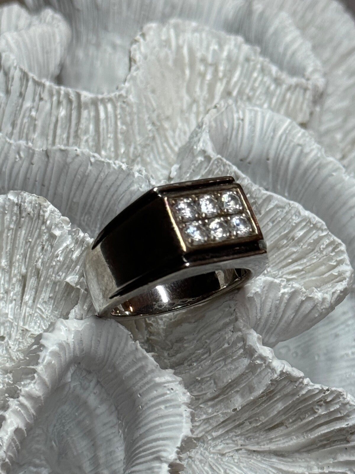 925 Sterling Silver CZ Men'S Ring Size 9.5