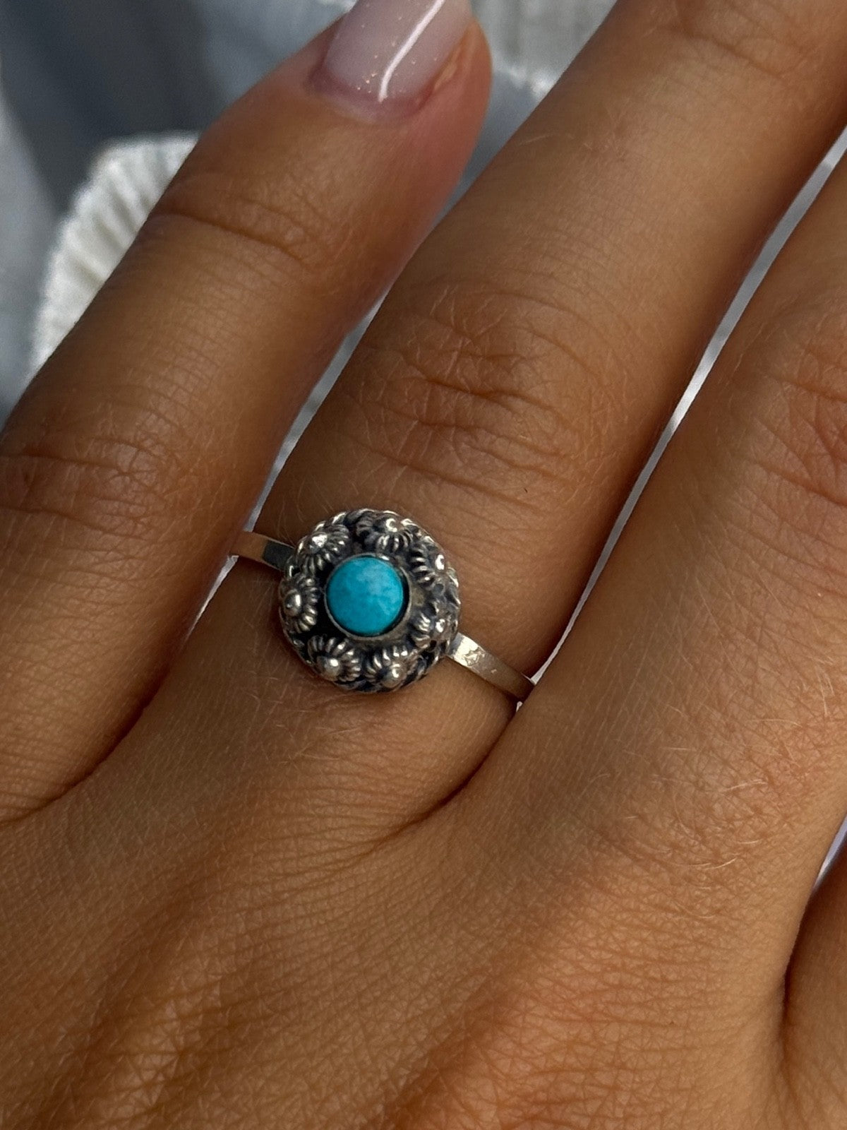 925 Sterling Silver Turquoise Ring Size 7