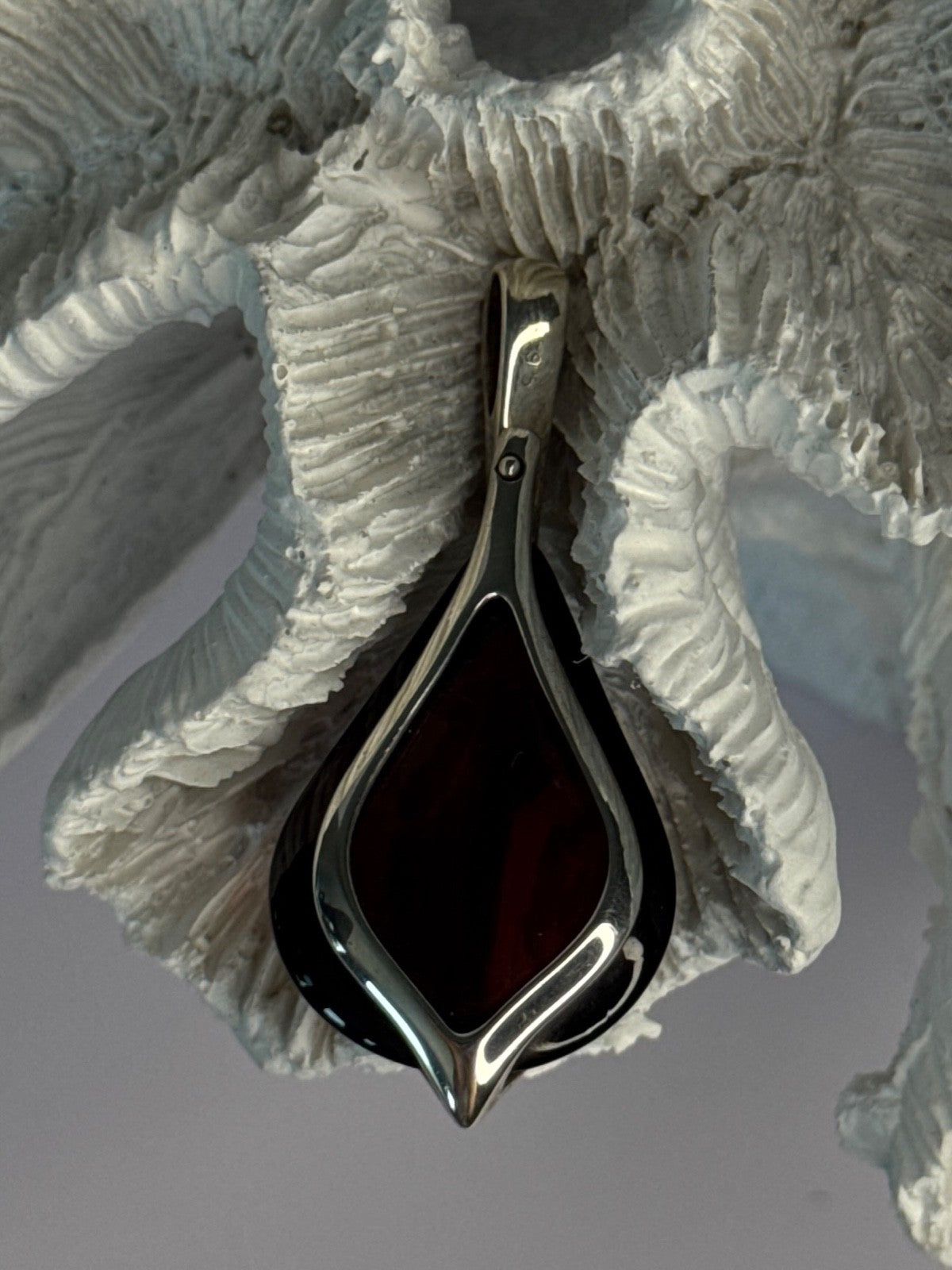 925 Sterling Silver Pyrope Garnet Pendant Length 1.90 Inch