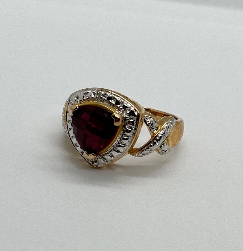 925 Sterling Silver Gold Plated Spinel Ring Size 7