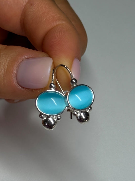 925 Sterling Silver Moon Stone Earrings Length 22 Mm