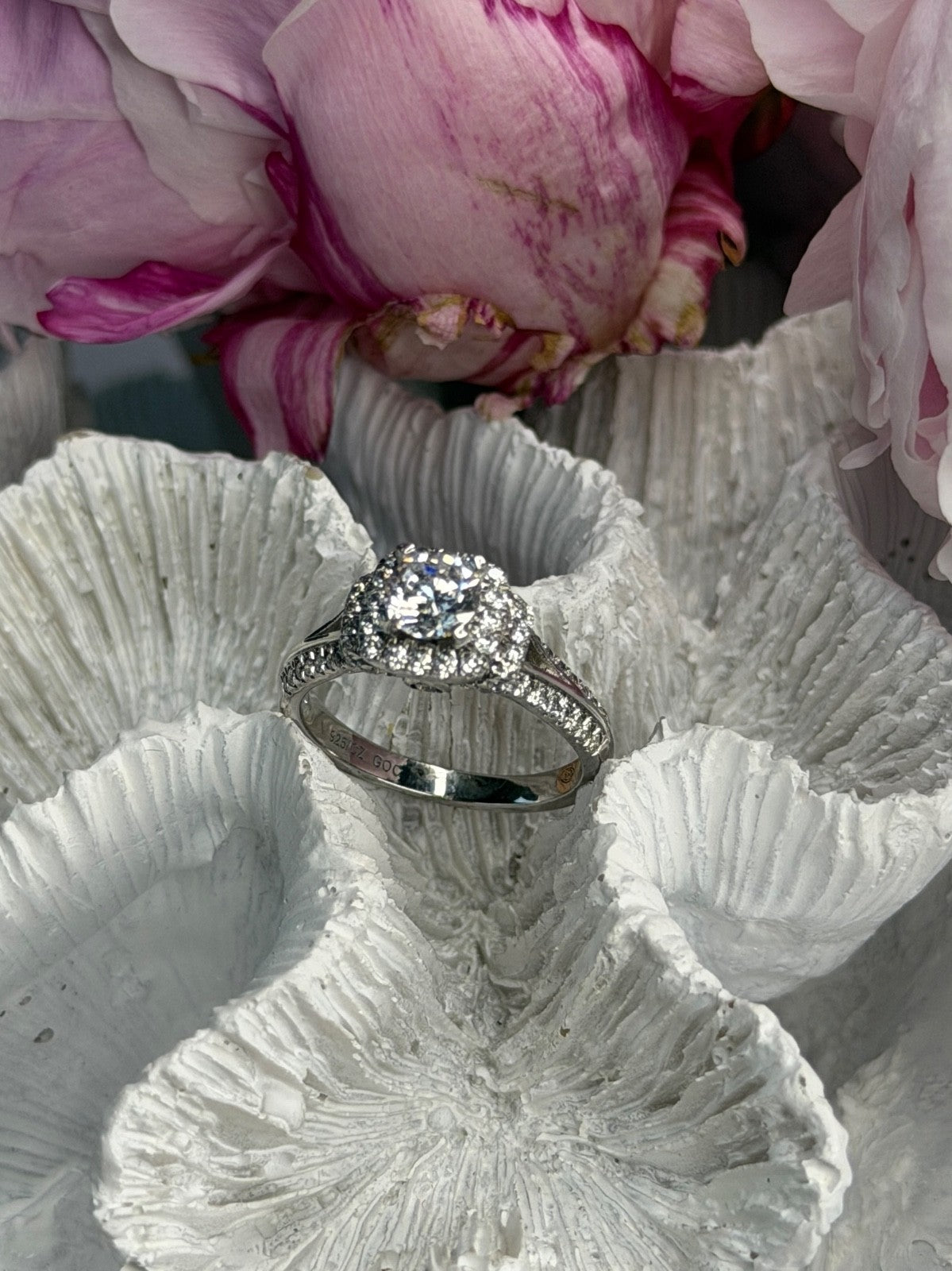 GOC 925 Sterling Silver tcw 1.34 Cz Ring Size 7