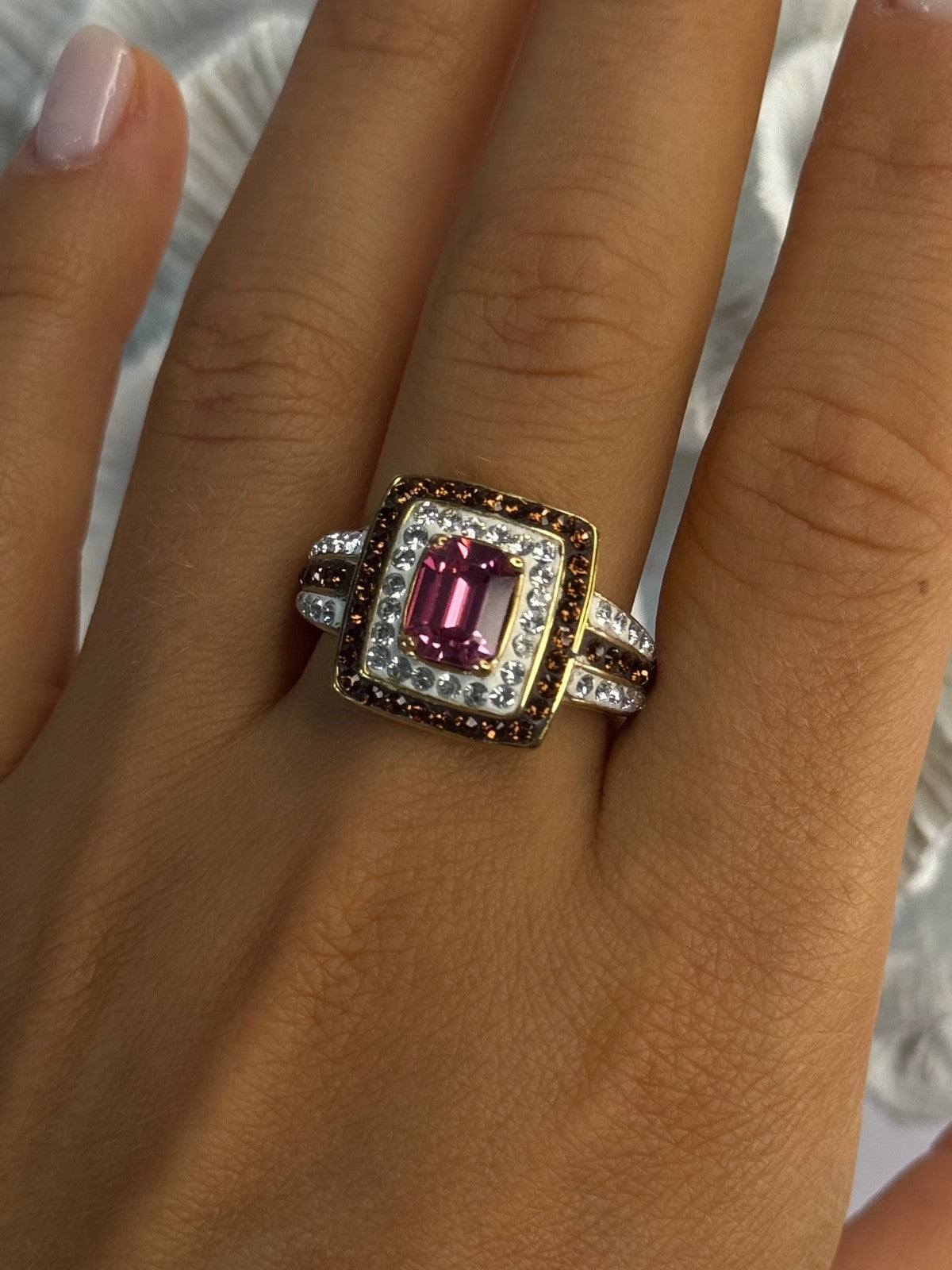 Seta 925 Sterling Silver Gold Plated Spinel Ring Size 10