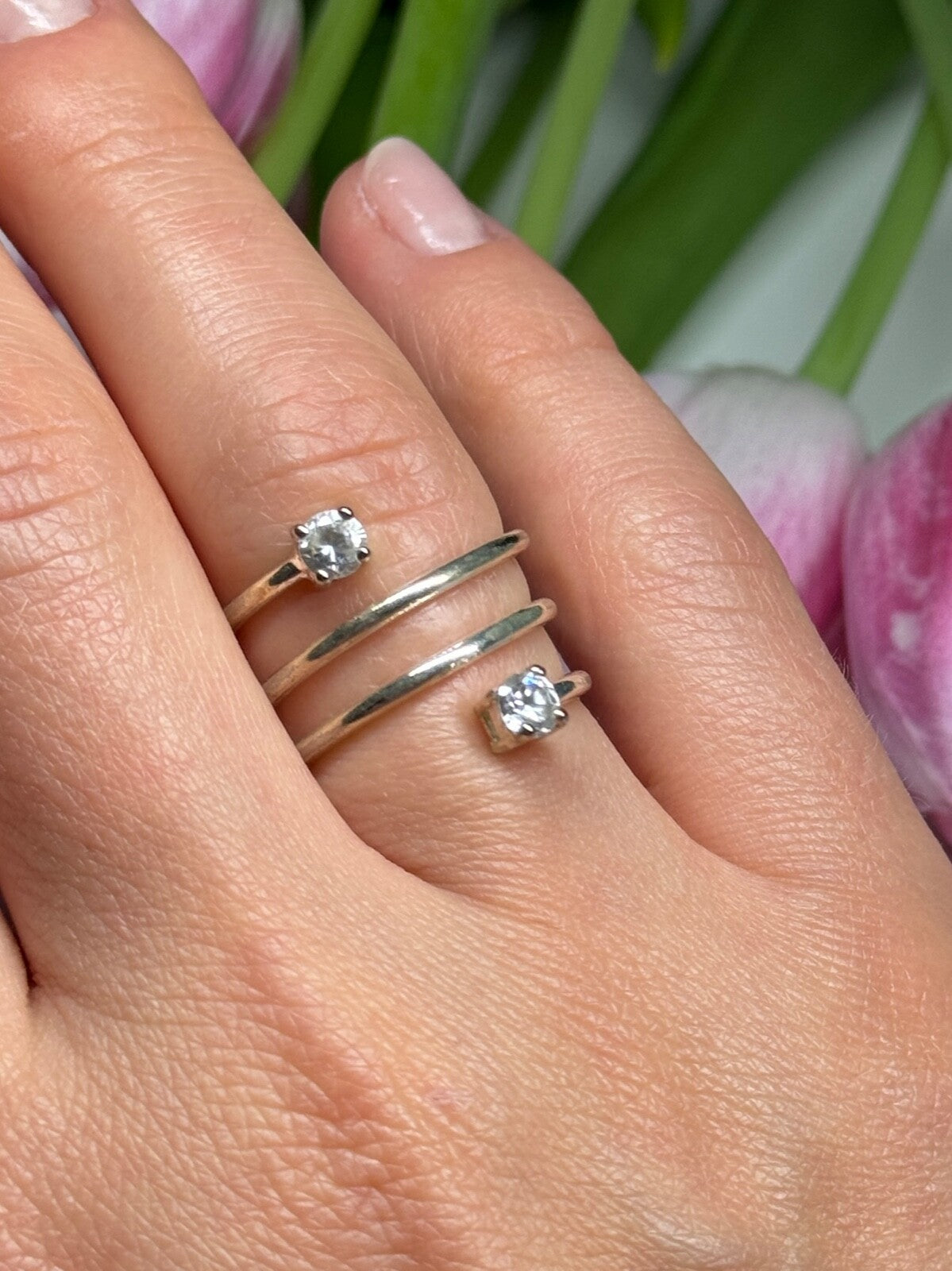 925 Sterling Silver White Spinel Ring Size 6