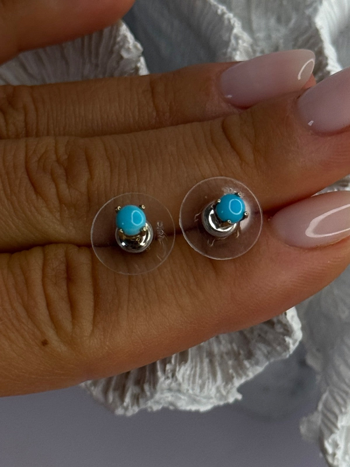 925 Sterling Silver Turquoise Stud Earrings