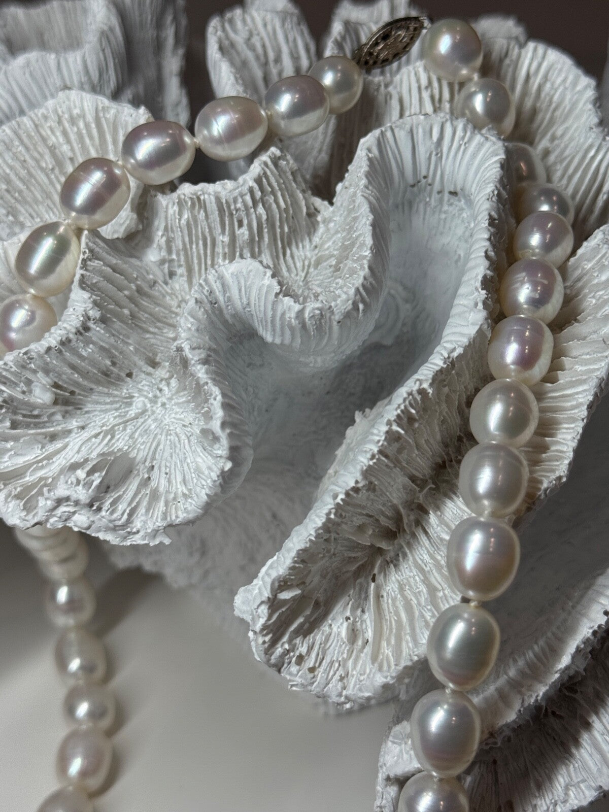 925 Sterling Silver Freshwater Pearls Necklace Length 18 IN