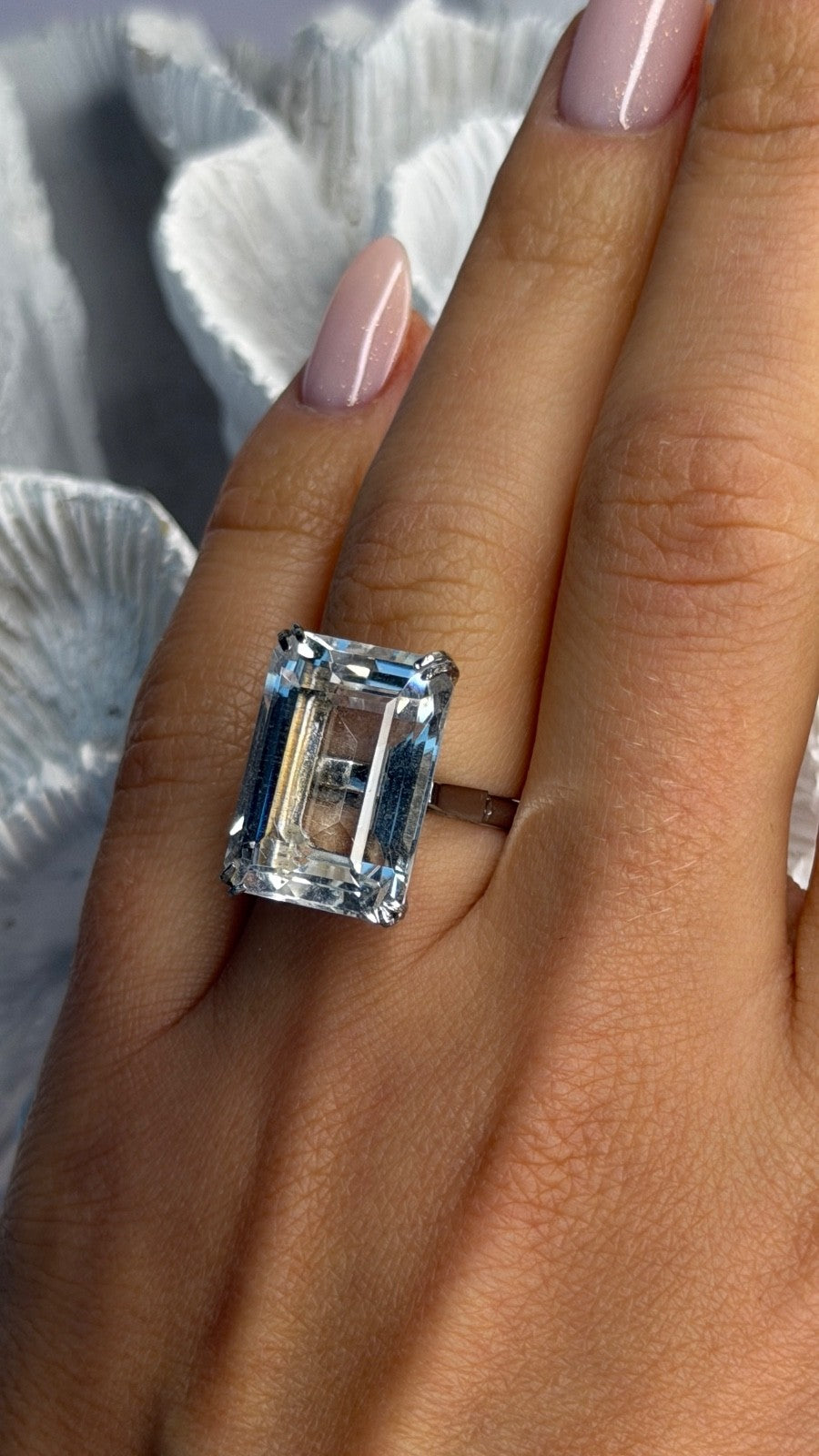 925 Sterling Silver White Tourmaline Ring  (Adjustable)