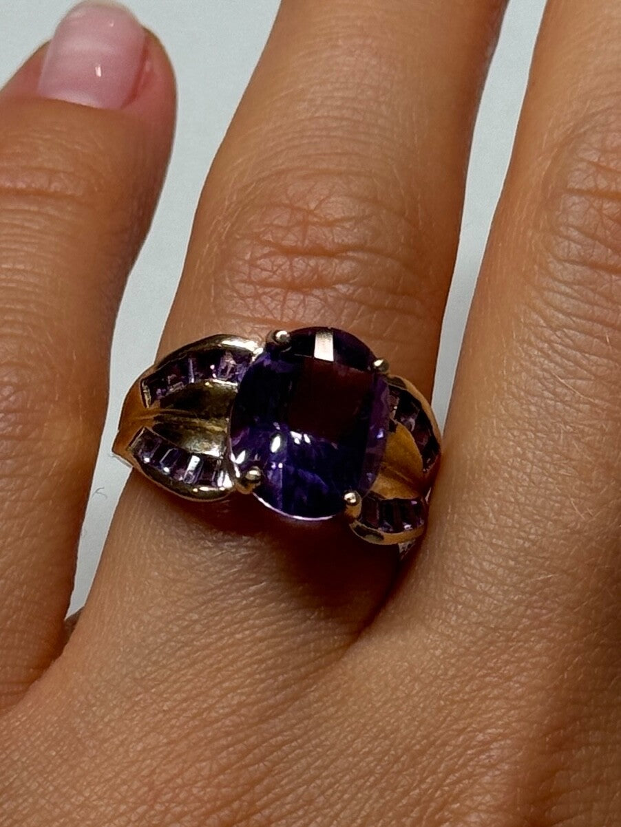 10K Yellow Gold Amethyst Ring Size 7