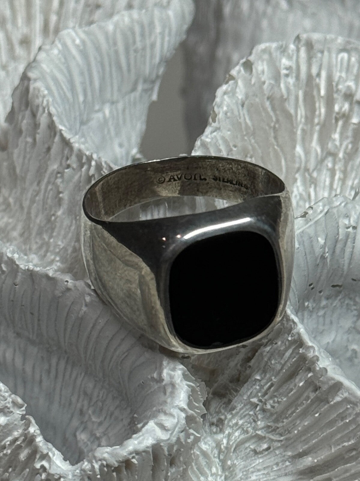 925 Sterling Silver Black Nephrite Men'S Ring Size 10.5