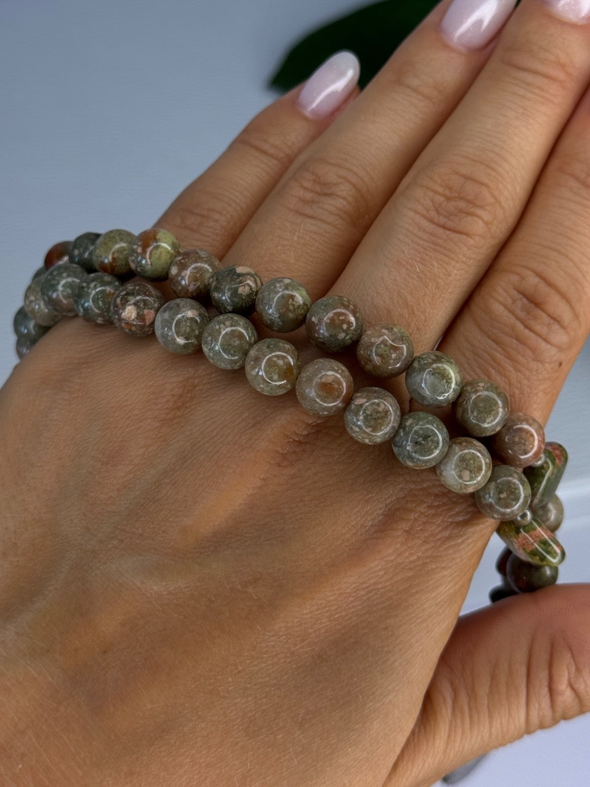 Vintage 925 Sterling Silver Unakite Necklace Length 17 Inch