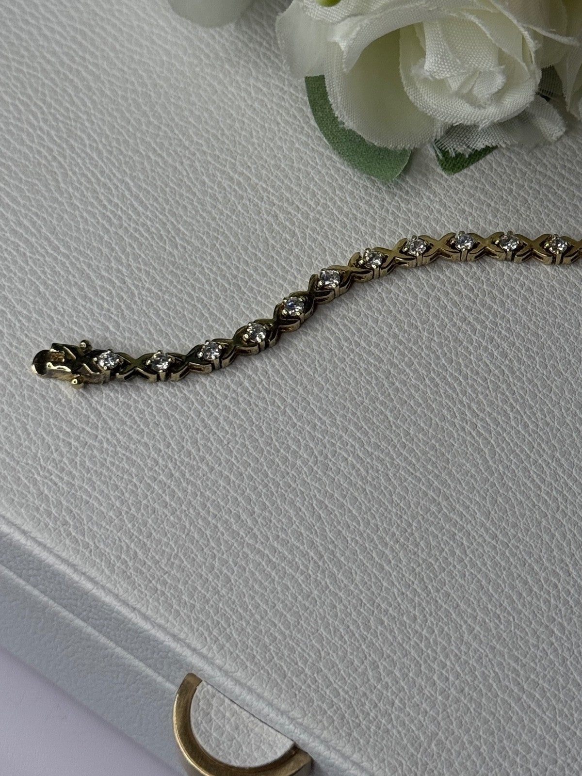 925 Sterling Silver Gold Plated CZ Bracelet Length 7.5 Inch