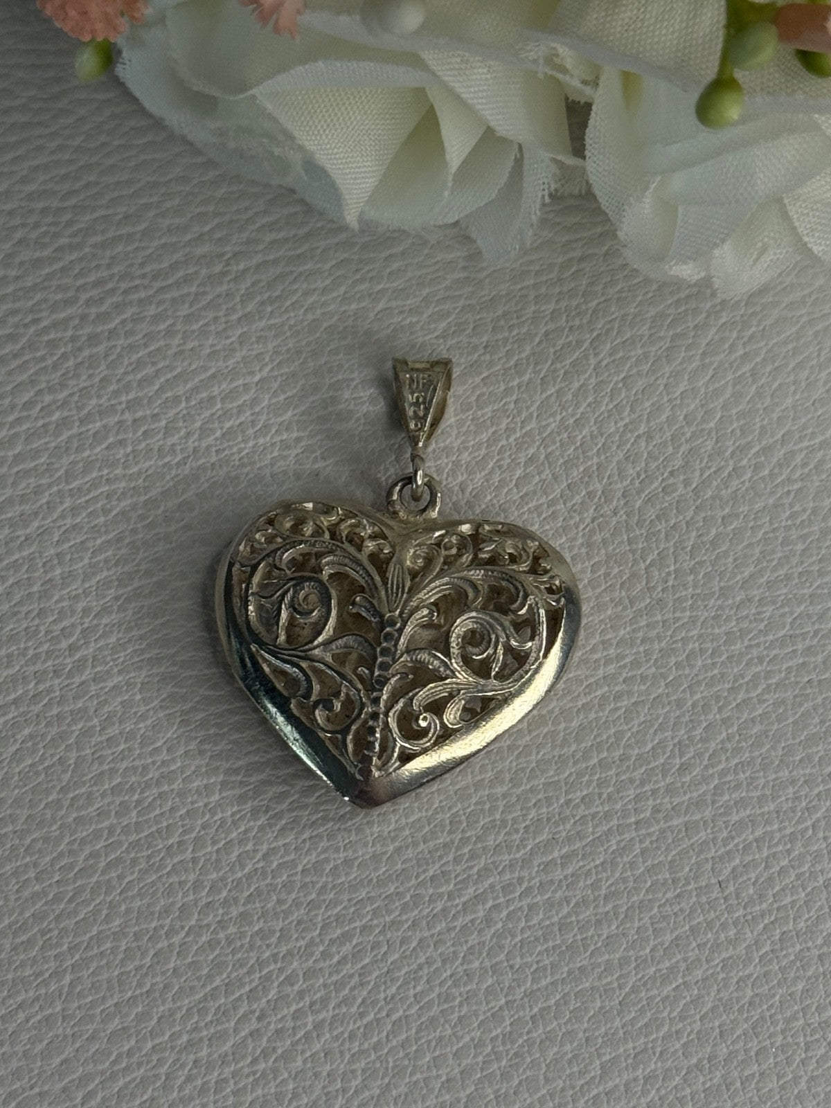925 Sterling Silver Heart Pendant Length 1.40 Inch