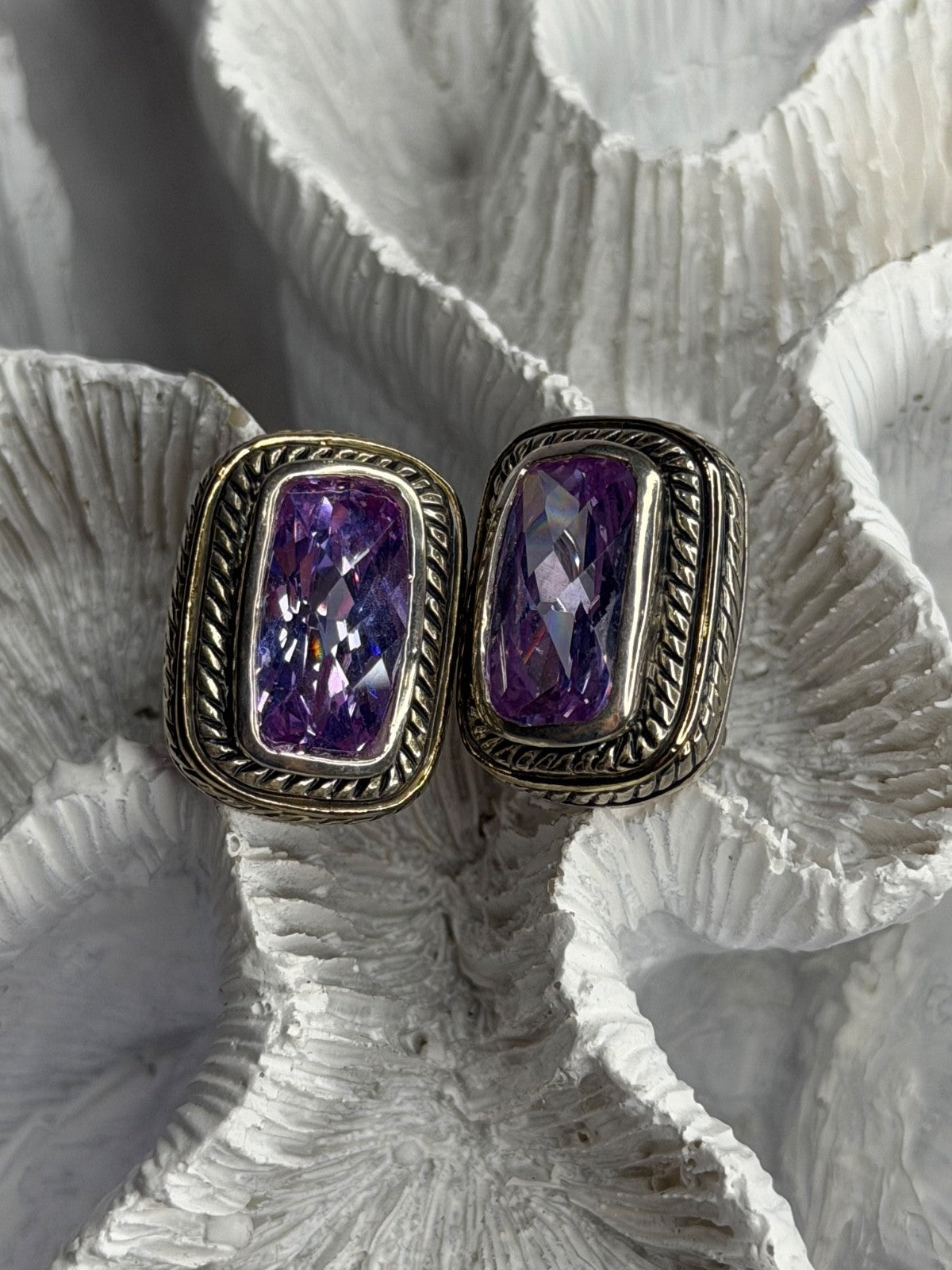 925 Sterling Silver Amethyst Clip-On Earrings