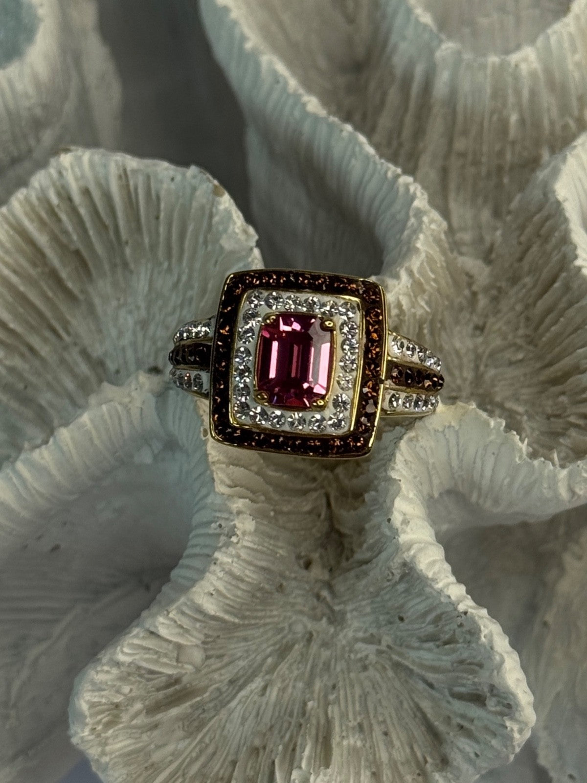Seta 925 Sterling Silver Gold Plated Spinel Ring Size 10