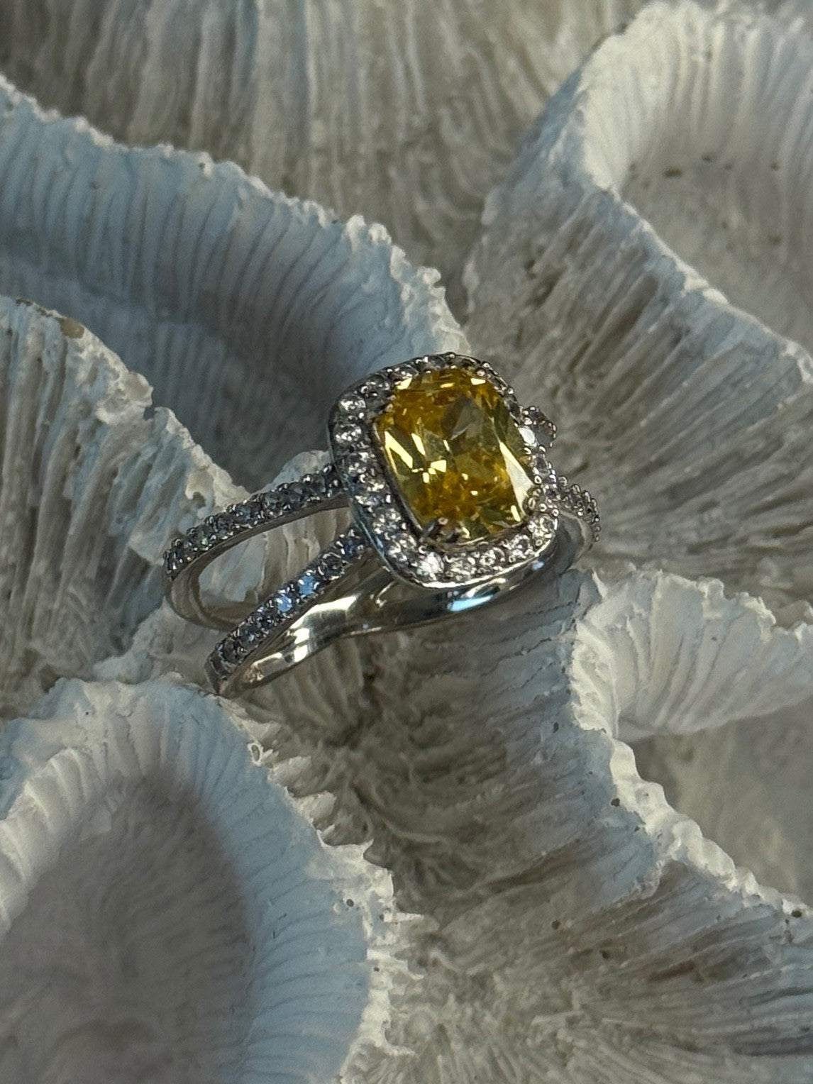 925 Sterling Silver Citrine & Beryl Ring Size 8