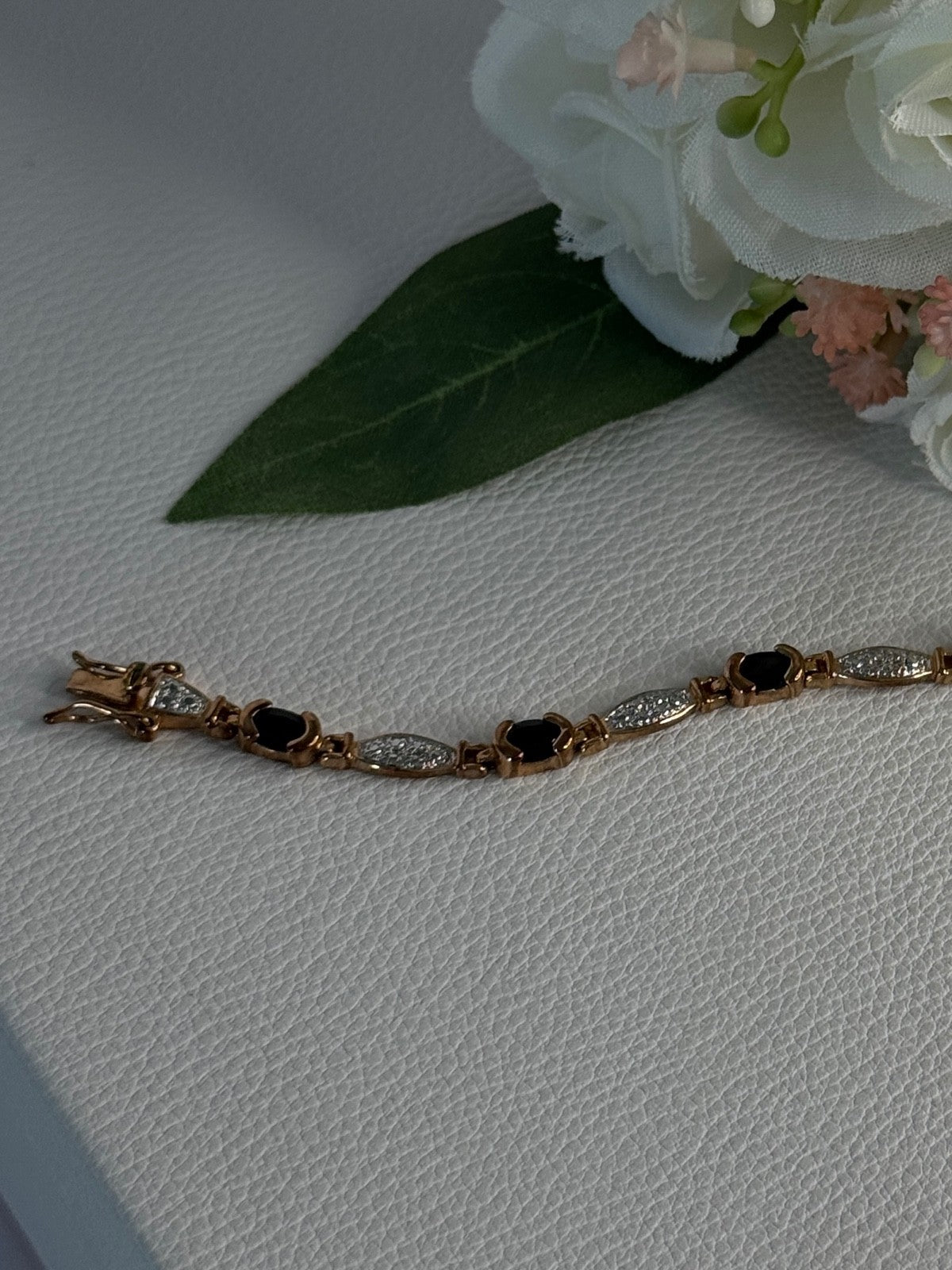 925 Sterling Silver Gold Plated Sapphire Bracelet Length 7.5 Inch