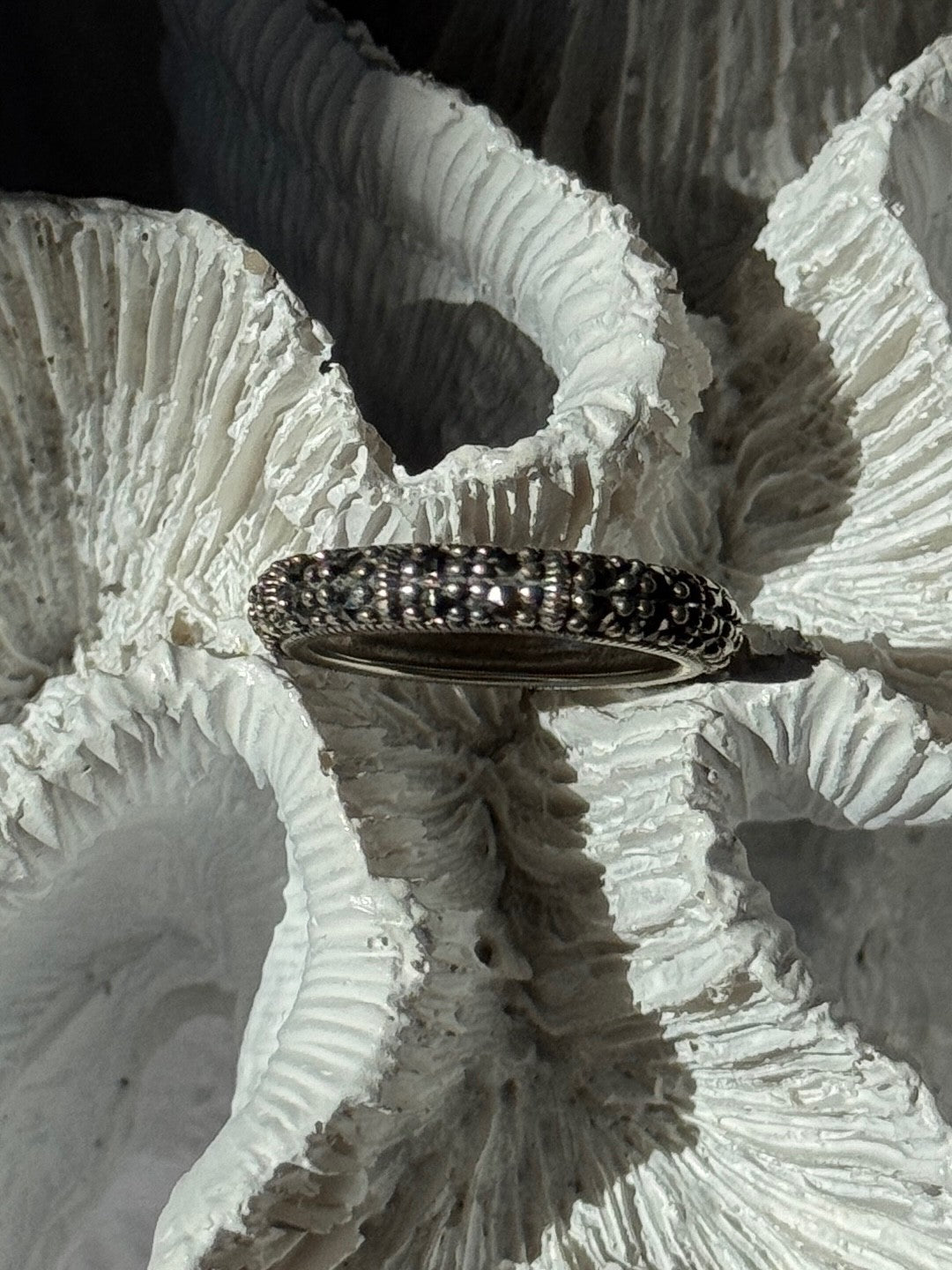 925 Sterling Silver Marcasite Band Ring Size 8