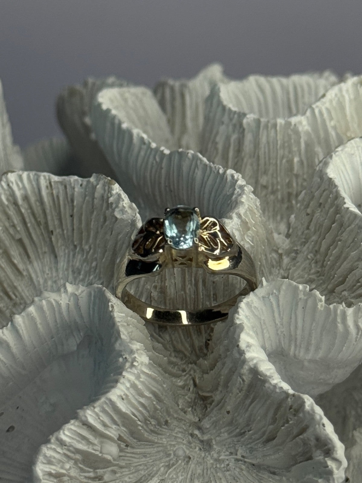 925 Sterling Silver Blue Topaz Ring Size 8