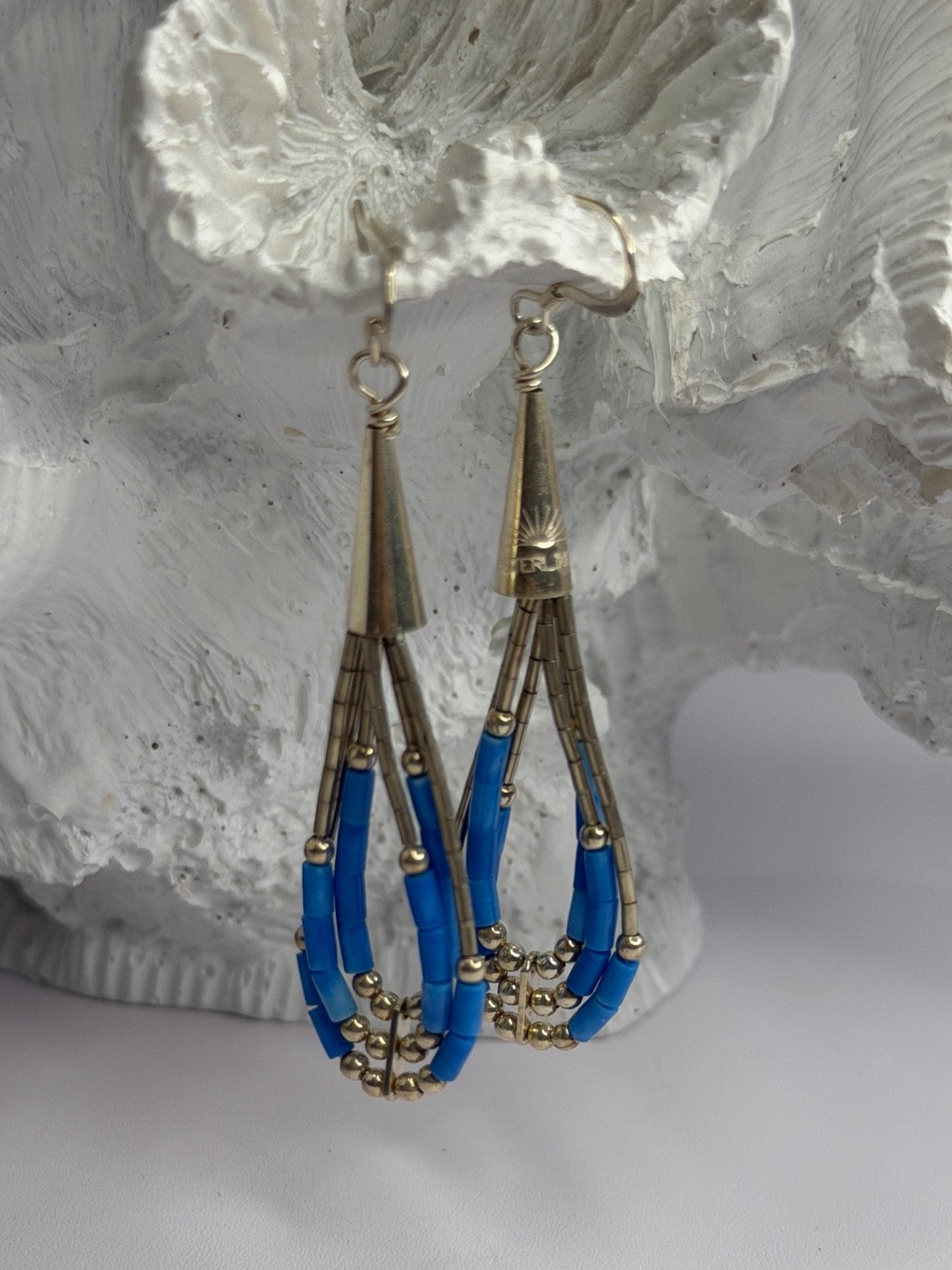 Native American 925 Sterling Silver Blue Lapis Earrings
