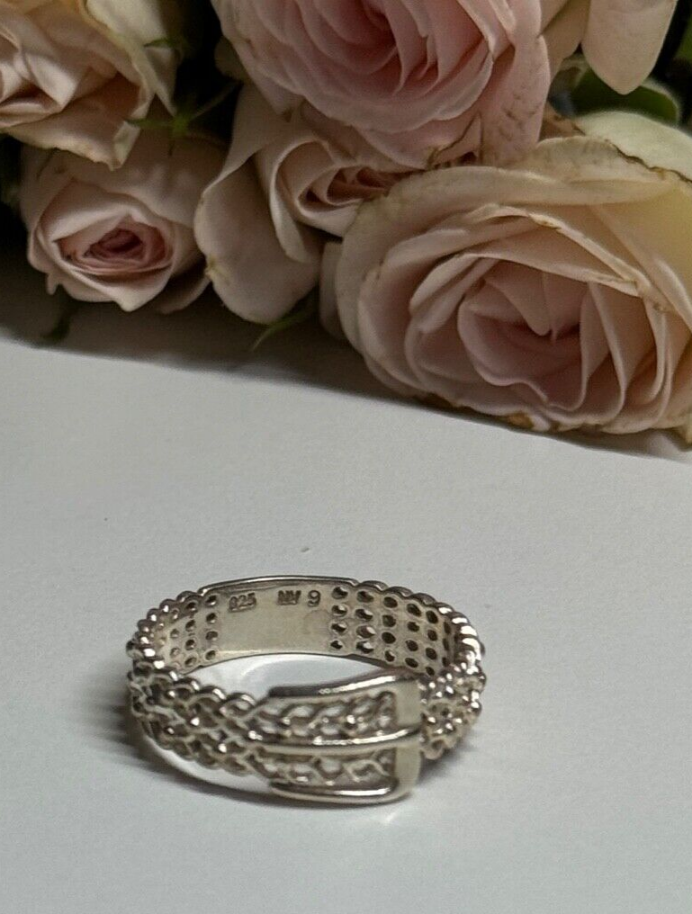925 Sterling Silver Belt Ring Size 8
