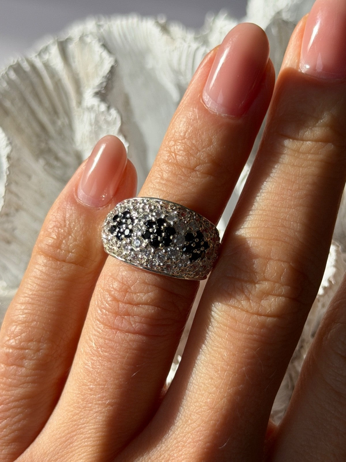 925 Sterling Silver Cz Flowers Ring Size 5