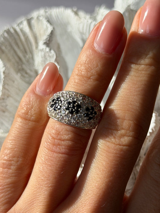 925 Sterling Silver Cz Flowers Ring Size 5