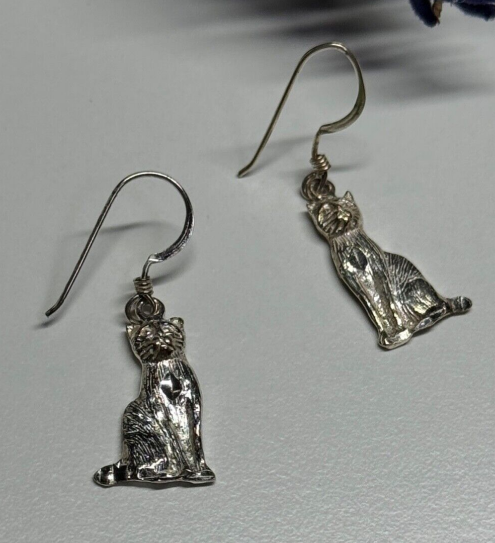 925 Sterling Silver Cats Earrings