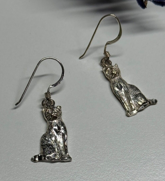 925 Sterling Silver Cats Earrings