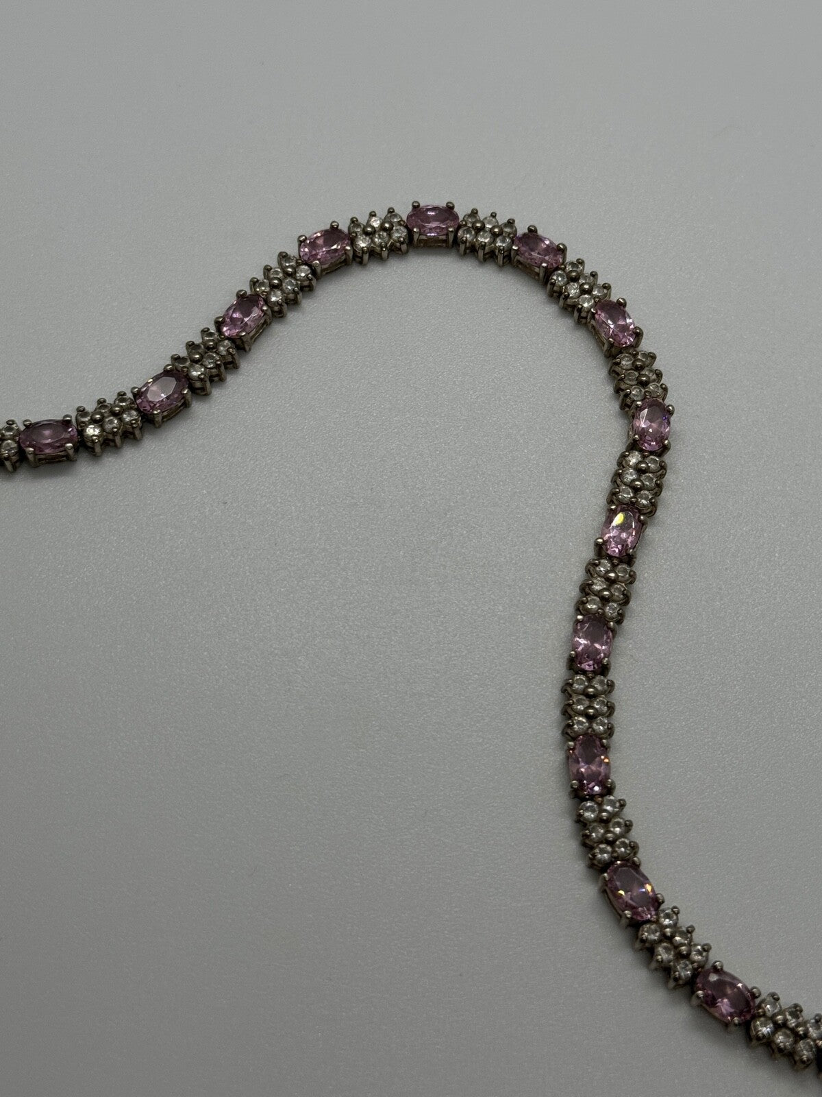 925 Sterling Silver Morganite & Goshenite Bracelet