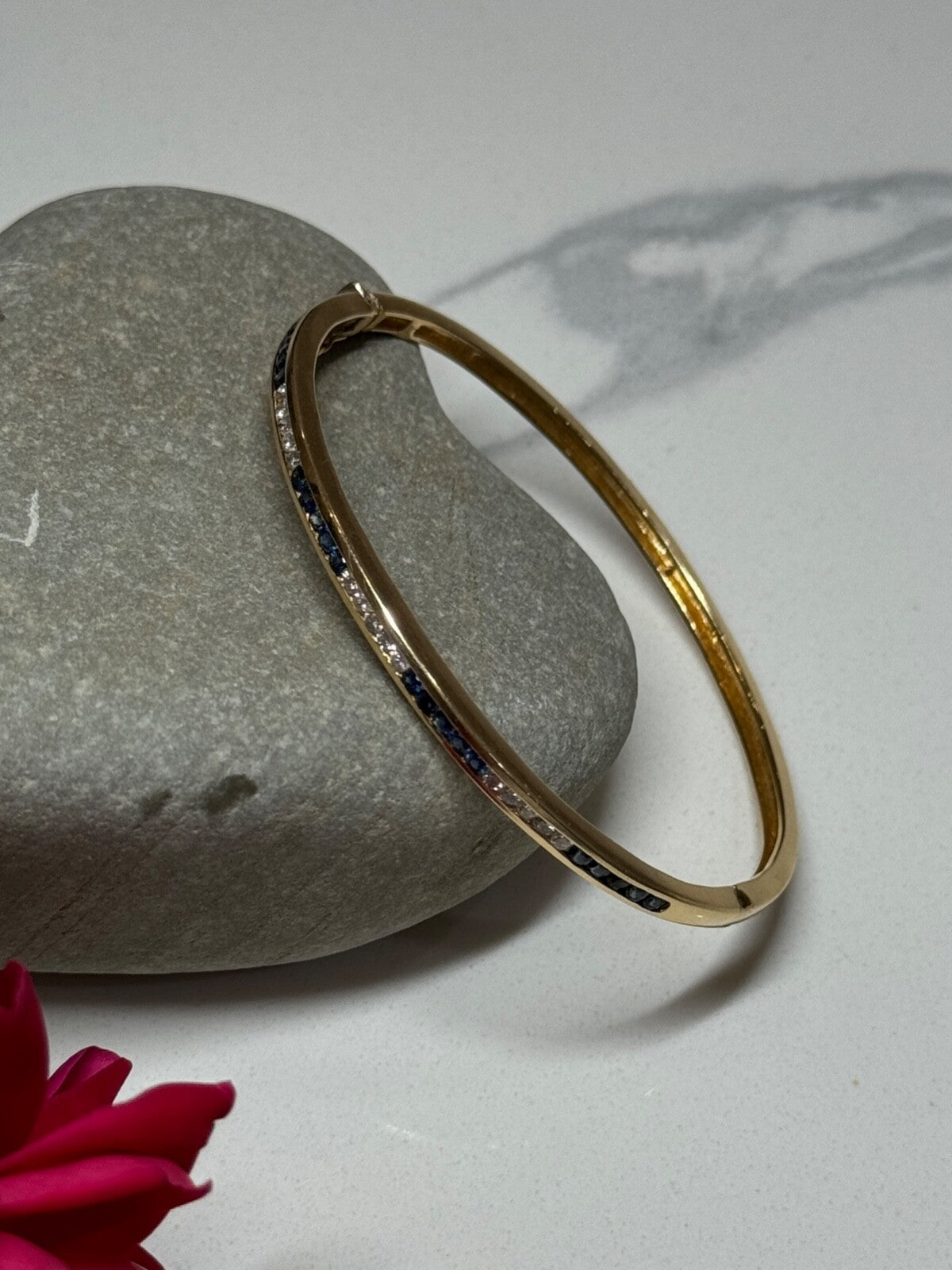 14K Yellow Gold Bracelet Blue & White Sapphire
