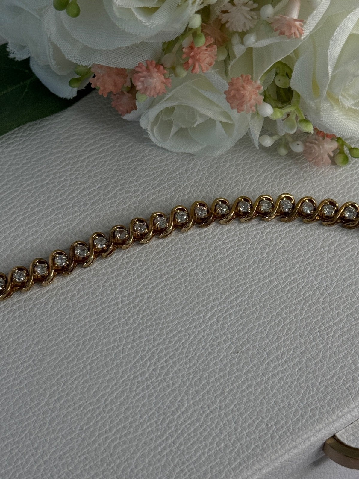 Fas 925 Sterling Silver Gold Plated CZ Bracelet Length 8.5 Inch